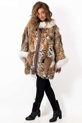 Women's exclusive coat Boryana made of natural lynx fur